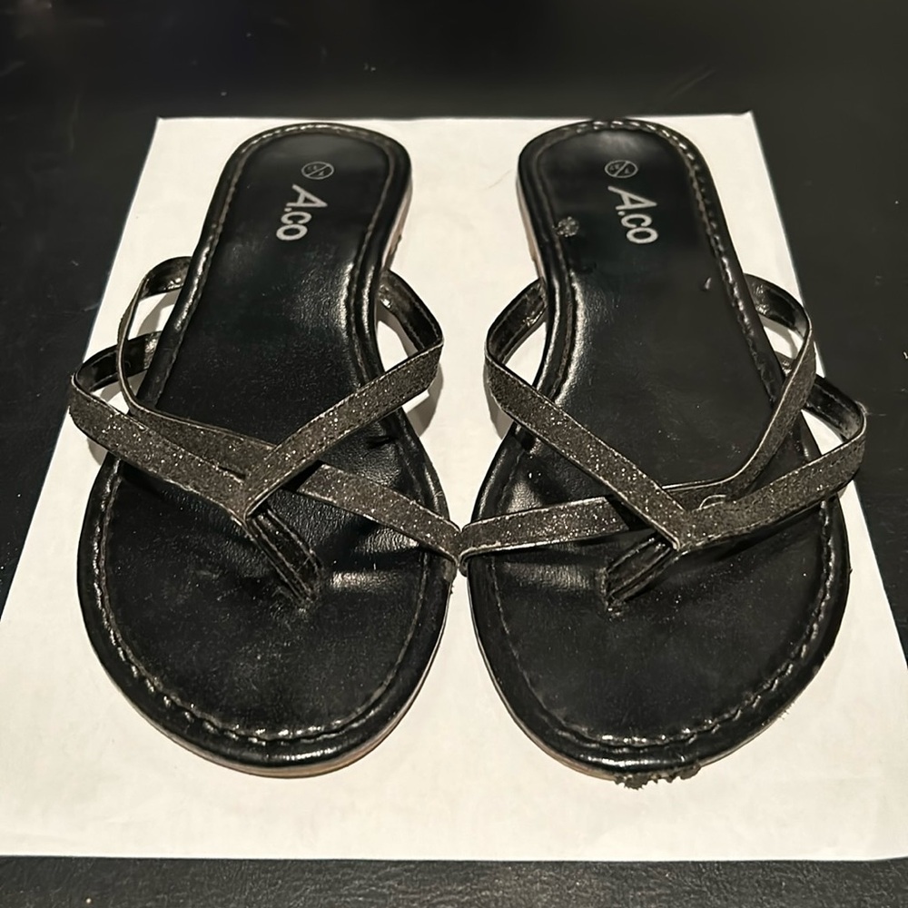 Black Sandals with Sparkly Straps Sz 7